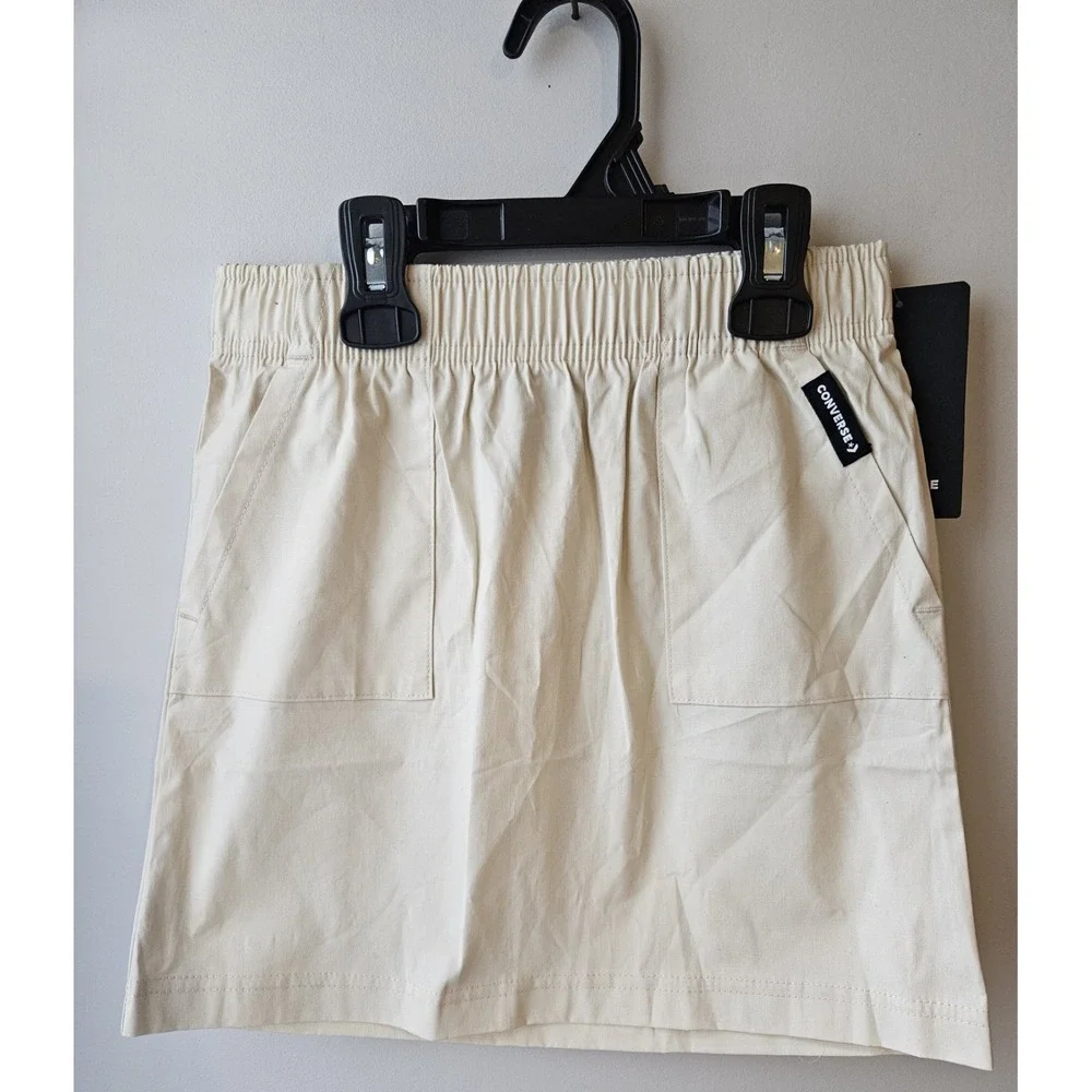 Converse Girls Skirt Size S 8–10 Light Dune Beige‎ Elastic Waist Pockets NWT